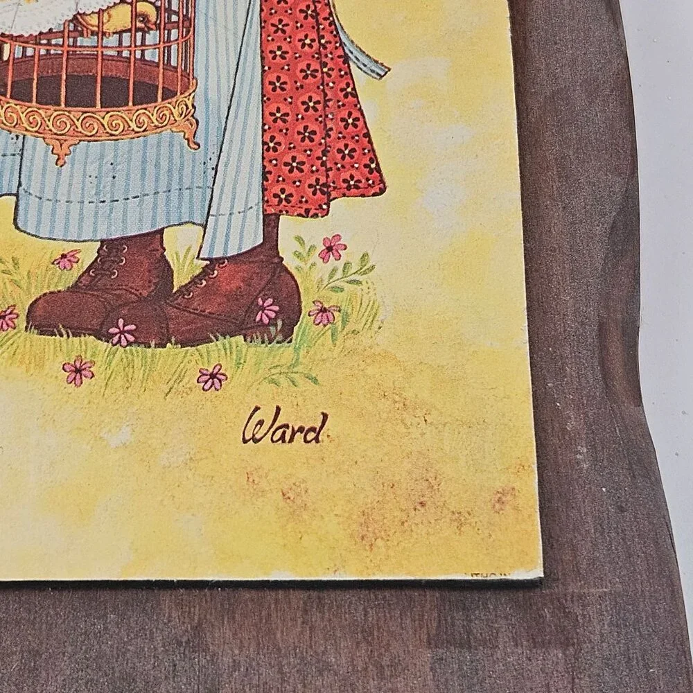 Vintage Homco Country Cousins Wall Plaques Set of 2 Bomar 1259 Stained Wood